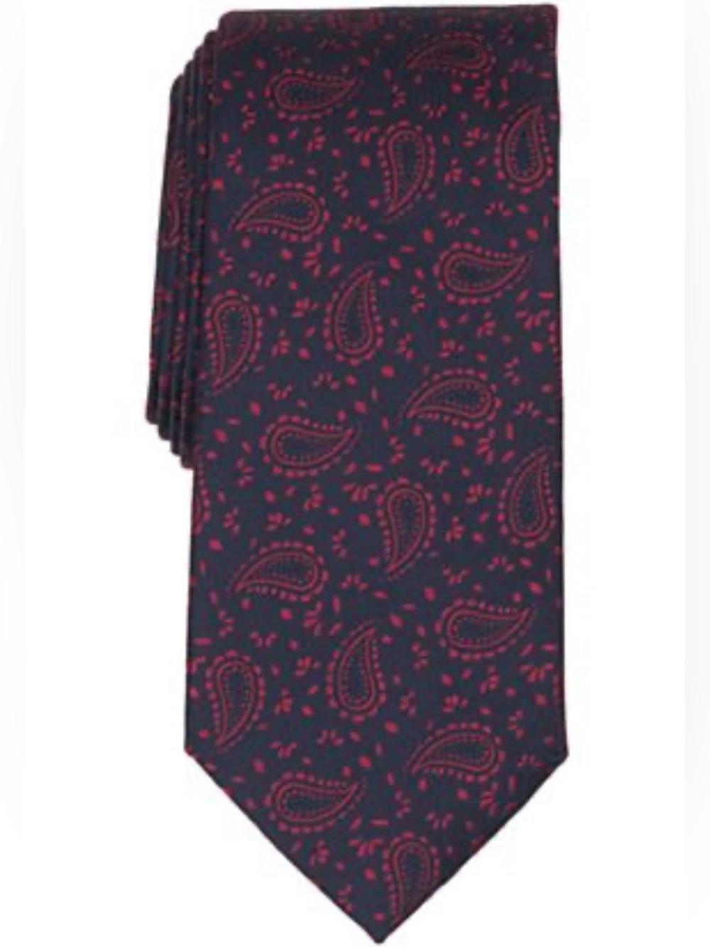 NWT Club Room Men’s Navy Tie with Red Paisley Motif
